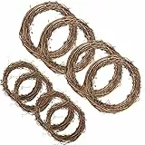 Larcenciel Set di 8 Ghirlande in Rattan, Ghirlande di Vite 2 Misure Ghirlanda Naturale Ghirlanda Natale in Legno Deco, Fai da Te Ghirlanda Deco per Natale Decor, Parete e Porta Deco (10, 20 cm)