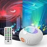ALACRIS Proiettore Aurora & Lampada Proiettore Stelle Soffitto, 4-in-1 Luce Notturna per Bambini con con 14 Colori, Telecomando, Timer e Rumore Bianco, Regali Giocattolo di Natale e Compleanno