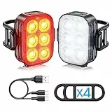 Kit Combinazione Luci Anteriori e Posteriori di Bicicletta, Ricarica USB Impermeabile IP65, Luci di Sicurezza LED in Modalità 4+6, Adatto per Varie Bici da Strada e Mountain Bici