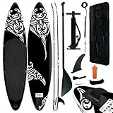 vidaXL Set Tavola Gonfiabile da SUP Accessori Surf Articoli Acqua Sport Acquatici Adulti Principianti Robusta Resistente Rigida 305x76x15 cm Nero