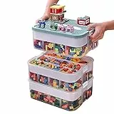 Scatole Plastica con Coperchio per Lego Costruzioni Mattoncini Contenitore Giochi Bambini 3 Strati Contenitori Impilabili Portaoggetti Portagiochi Bambina Trasparenti Scomparti Organizer Puzzle