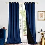 Deconovo Tende Termiche Isolanti per Interni in Velluto, Tende Oscuranti Totali per Camera da Letto 2 Pannelli con Occhielli Moderne 140x300 CM, Blu Navy