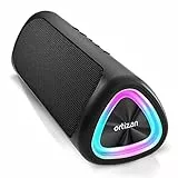 Ortizan Cassa Bluetooth stereo potente surround a 360 °: Altoparlante Bluetooth wireless portatile Impermeabile IPX7 per piscina e spiaggia - 30 h di Autonomia - Bassi Extra 24 W - Luce LED
