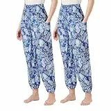 FM London - Pantaloni da Yoga Morbidi da Donna, Versatili, Confortevoli, dal Design Accattivante (Confezione da 2), Motivo Multicolore, 16