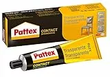 Pattex Adesivo a Contatto Trasparente, Universale, Forte Presa Iniziale, Per Incollaggio Di Pelle, Gomma, Cuoio, Legno, Moquettes, Metallo, Plastiche Flessibili, Rigide o telate, Feltro, Sughero,125g