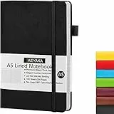 AEYAKA Taccuino A5 Righe Quaderno a Righe A5 Diario Copertina Rigida e Chiusura ad Elastico Portapenne Custodia in Pelle PU Carta Spessa 80 gsm, 15 x 21 cm