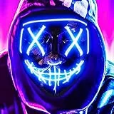 DWTECH Maschera LED per Halloween, maschera luminosa e spaventosa LED, con filo elettroluminescente, per feste in maschera, feste di Halloween, feste e cosplay, per bambini, uomini e donne