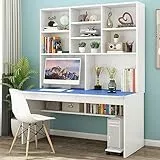 EnixWh Scrivania per Computer con libreria per Piccoli spazi, scrivania/Stazione di Lavoro in Legno Tavolo da Studio per Studenti per Adolescenti Scrivania per Ufficio a casa Scrivania per Compute