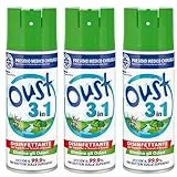OUST 3 in 1 Spray Disinfettante Igienizzante Elimina Germi Odori Batteri 400 ml| Spray Superfici Tessuti Igienizzante|1 Paio Guanti Omaggio (Set 3x)