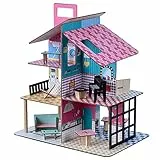 Teamson Kids 360 Kids Casa delle Bambole in Legno da 3,5 'Bambole e 12 Accessori Multi TD-13260C