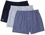 Lacoste 7H3394 Boxer, Marine/Blanc-Tropical, M (Pacco da 3) Uomo