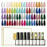 ROSALIND Smalti Semipermanenti Per Unghie 40pcs UV LED Smalto Semipermanente 36 Colori, Contiene Primer, Base Coat, Glossy & Matt Top Coat, Soak Off Smalto Unghie Effetto Gel 8ml