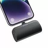 AXNEB Power Bank 5200mAh,18W PD 3A Ultra-piccolo& Ultra-compatto Caricatore Portatile USB C Ingressi&Uscite Mini Powerbank Batteria Esterna per iPhone 14/14 Plus/13/13 Pro Max/12/11/XR/X/8/7/6-Nero