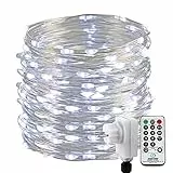 Qedertek Luci Albero di Natale, Catena Luminosa 20M 200 LED, Luci di Natale Esterno ed Interno, Filo di Argento, Luci Bianco Addobbi Natalizi Esterno, Luci Natalizie da Esterno ed Interno