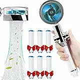 Risparmio Idrico Doccia,Doccino per Doccia ad Elica ad Alta Pressione, Soffione Doccia Anticalcare Girevole a 360 °, Connettore Universale Accessori Da Bagno, Con6Filtri In Cotone PP (blu)