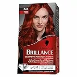Schwarzkopf, Brillance Colorazione Permanente, Crema Tinta Intensiva con Balsamo Nutriente Diamond Shine, Copertura dei Capelli Bianchi, Tonalità 845 Rosso Raso