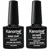 KANORINE ™ Base e Top Coat UV/LED No Wipe Smalto in Gel - Set Composto da Semipermanente Smalto Semipermanente per Unghie in Gel 10ml x2