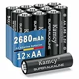 KAMCY Batterie AA - Lunga Durata | Pile Stilo AA Alcaline da 1,5V / LR06 | alta capacità, bassa autoscarica - Confezione da 12