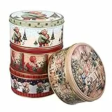 HEMOTON 4 scatole di Latta per Dolci di Natale in Ferro stagnato, scatole per Biscotti, scatole Regalo quadrate per Feste di Natale (Colore Assortito)