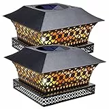 Siedinlar Luci a palo Solare Giardino Esterno ad Energia Solare con Metallo LED Bianca Calda Impermeabile per Recinzione del Patio Decorazione della Lampada del Ponte 4x4 5x5 (2 pezzi)