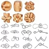 YGZN Metal Wire Puzzle Set di 16, Rompicapo in Metallo Torsione Puzzle Game 3D-Perfetto Classico Giocattolo Educativo Intelligenza per Adulti e Bambini (Wooden&Metal Puzzles 22pcs)