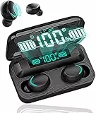 Auricolari wireless Bluetooth 5.0, in-ear in-ear con microfono integrato, ricarica con cavo USB, HiFi qualità del suono, adatto per telefoni cellulari iPhone/Android/Xiaomi