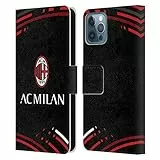 Head Case Designs Licenza Ufficiale AC Milan Curvato Modelli Cresta Custodia Cover in Pelle a Portagoglio Compatibile con Apple iPhone 12 / iPhone 12 PRO