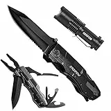 ORSIFOW 15 in 1 Coltello Svizzero Coltellino Multiuso Tascabile con Cacciavite Apri Bottiglia per Campeggio, Attività All'aperto | Multifunzione Incluso Torcia a LED