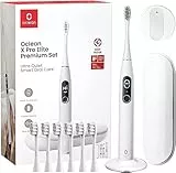 Oclean X Pro Elite Spazzolino Elettrico, Touch screen intelligente, 45 dB, 84.000 Movimenti al minuto, 32 Livelli di intensità, 4 Modalità, Sensore di pressione, Durata 35 giorni, IPX7, Grigio