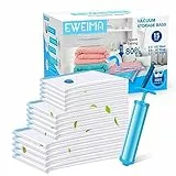 Sacchetti Salvaspazio, EWEIMA 15 Pezzi 3 Dimensioni Sacchetti Sottovuoto Riutilizzabili Sacchetti di Immagazzinaggio a Vuoto per Contenere Lenzuola, Piumoni, Cuscini, Cappotti, Coperte, Tende