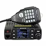 Retevis RT95 Doppia Banda Radio Mobile per Auto 5W/15W/25W 200 Canali per Radio Amatoriali con Cavo di Programmazione e Microfono (Nero 1 Confezione)