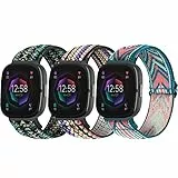 SITAFU 3 Pezzi Cinturino Compatibili con Fitbit Versa 3/Versa 4 Cinturino,Nylon Elastica Regolabile Cinturini di Ricambio Sport Strap per Donna Uomo