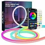CHACOKO Striscia LED RGB con IC al Neon con Effetto Arcobaleno, 24V Impermeabile IP65 213 Effetti di Colore 252 LEDs 3M Controllata da APP, Telecomando, Controllore