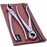 Kit di Attrezzi per Bonsai da 210 mm in Acciaio Inox - Tronchese Sferica, Tronchese Concava dal Taglio Dritto e Custodia in Tela Cerata