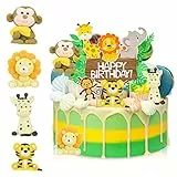 Delamiya Decorazioni per Torte Zoo, 5 Pezzi Decorazioni Torta Compleanno Animali dei Bambini, Decorazioni per Torte Giungla Animali, Toppers per Cupcake, Decorazione di Torte per Feste per Ragazzi