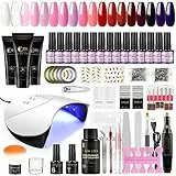 COSCELIA Kit Ricostruzione Unghie Gel Completo e Smalto Semipermanente Unghie con Fresa, Set Smalto per Unghie con 36W Lampada e gli Strumenti, Nail Art Set Professionale