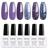 Elite99 Smalto Semipermanente in Gel UV LED, Smalto per Unghie, 6pz Kit Smalti Semipermanenti Soak off, Gel Colori Ricostruzione per Unghie 10ml - Kit 020 Porpora