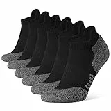 Closemate 6 Paia Calzini Sportivi Uomo Corte Cotone Traspiranti Terry Ammortizzata Compressione Antiscivolo Calzini Alla Caviglia Adatti per Allenamento Corsa Trekking (6Nero, Taglia M)