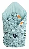 Cuscino cono bambino 100% Cotone 75x75cm Coperta del bambino Doppia faccia Morbido Tutto l'anno Corna per neonati Multifunzionale Medi Partners (Foresta alla menta)
