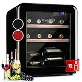Klarstein Cantinetta Vino, Cantinetta Vino Refrigerata a Zona Singola per Interno/Esterni, Frigo Bar, Cantina Vino con Vetrina, Mini Bar con Protezione UV, Frigo Vino Touch, 4-22°C, 15 Bottiglie