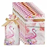Hwtcjx 50 Pezzi Sacchetti Compleanno, Sacchetti Regalo, Borsa Regalo, Sacchetto per Caramella e Biscotto Sacchetti di Regalo, per Bambini Feste di Compleanno,Giveaways, Natale, Matrimoni (Fenicottero)