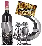 Brubaker Portabottiglie Vino Amanti della Luna - Coppia Scultura - Supporto per Bottiglie di Metallo - con Biglietto d'Auguri per Il Vino Regalo