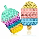 Pop It Bubble Fidget Toy, Antistress Sensory Toy Set,per Esplodere le Bolle Qiocattoli per l'insegnamento Della Logica, Giocattoli per Unicorni per Adulti e Bambini (Ghiacciolo+Bere tazza)