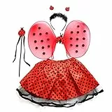 NOLITOY 1 set di costumi da coccinella fascia bacchetta tutu gonna set angolo ragazze fata vestito vestito per Halloween vestire accessori