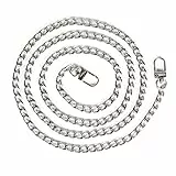 GGISUI Catena per Borsa a Tracolla, Catena Borsa Argento 120 cm Catena di Ricambio in Metallo con Fermagli Girevoli per Borse Fai da Te, Borse a Tracolla, Pochette, Portafoglio