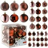 Prextex Ornamenti per albero di Natale – Set di ornamenti per palline di Natale marroni per Natale, vacanze, ghirlande e decorazioni per feste (36 pezzi, piccolo, medio, grande) infrangibili