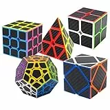 Coolzon Puzzle Cubes 5 Pezzi Megaminx + Pyraminx + 2x2x2 + 3x3x3 + Skewb in Giftbox Magico Cubo con Adesivo in Fibra di Carbonio Nuovo velocità