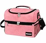 Borsa termica piccola, rosa, 15 l, con doppia copertura, borsa termica pieghevole, per sport, picnic, fitness, lavoro