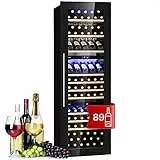 KLARSTEIN Cantinetta Vino Refrigerata a Tre Zone per Interno/Esterni, Frigo Bar, Cantina Vino con Vetrina, Mini Frigo con Protezione UV, Frigorifero Piccolo Touch Control 5-18°C, 246 L, 89 Bottiglie