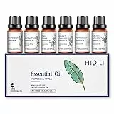 HIQILI Set di Oli Essenziali 6 X 10 ML - Lavanda, Eucalipto, Tea Tree, Menta Piperita, Lemongrass, per Umidificatore, Casa, Oli Aromaterapici Naturali Puri, Regalo, Cura dei Capelli, Massaggio